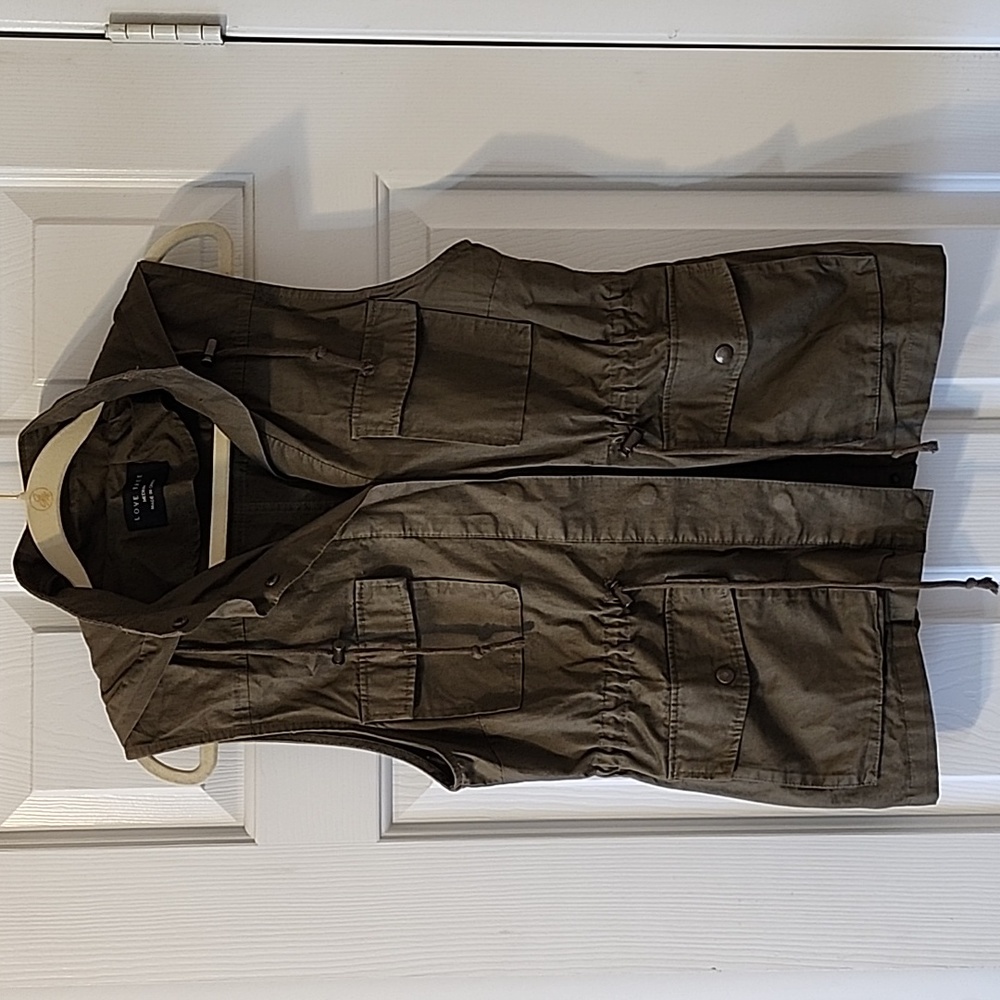 Utility Vest with Hood - Army Green, Medium